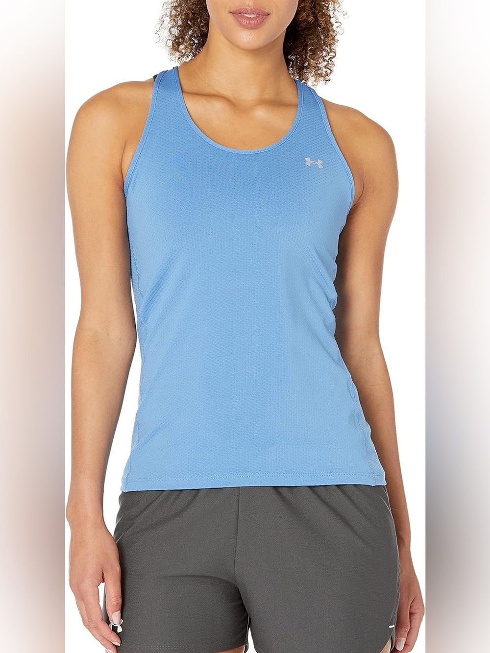 Under Armour HeatGear Racerback Tank Top Light Blue Small Mesh